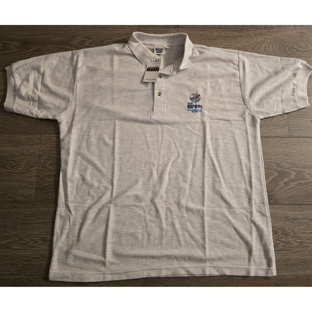RARE!!!  NWT UEFA Euro 1996 Vintage S/S Polo Shirt Size XL Grey Gray Mens Soccer - Picture 4 of 5